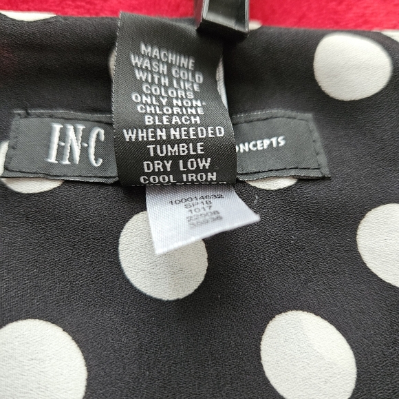 INC-International Concept- Women Black with White Polka Dots Blouse Extra Large - Picture 7 of 9